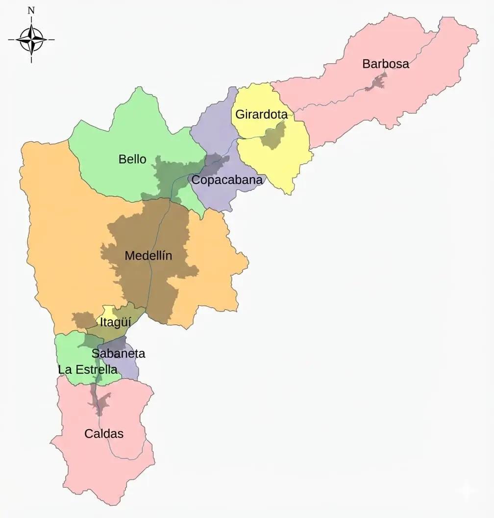 Mapa de cobertura Valle de Aburrá - MILU Agencia de Limpiezas